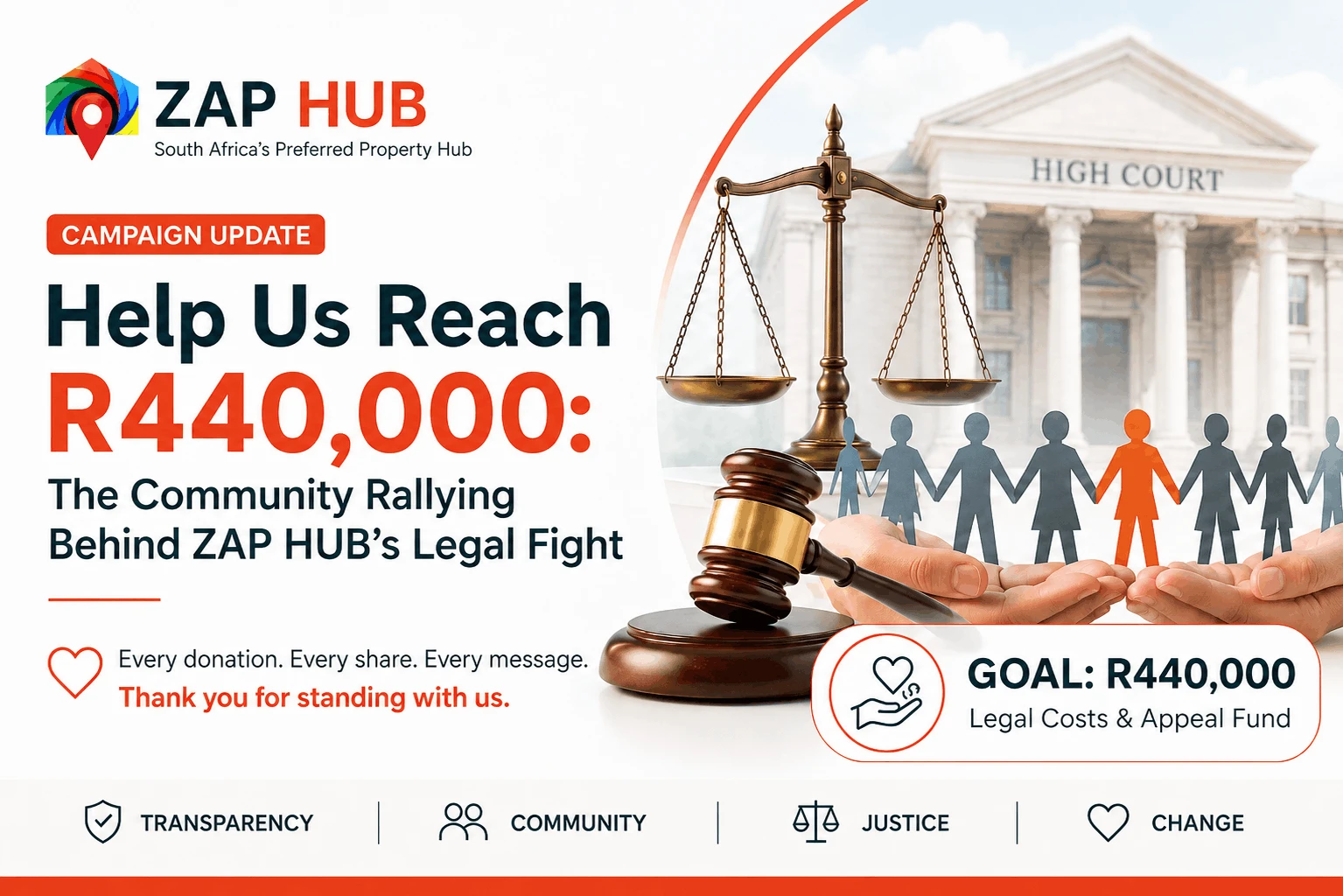 Help Us Reach R440,000: The Community Rallying Behind ZAP HUB's Legal Fight