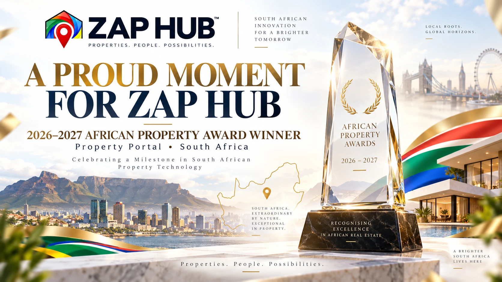 ZAP HUB Wins 2026–2027 African Property Award for Property Portal in South Africa